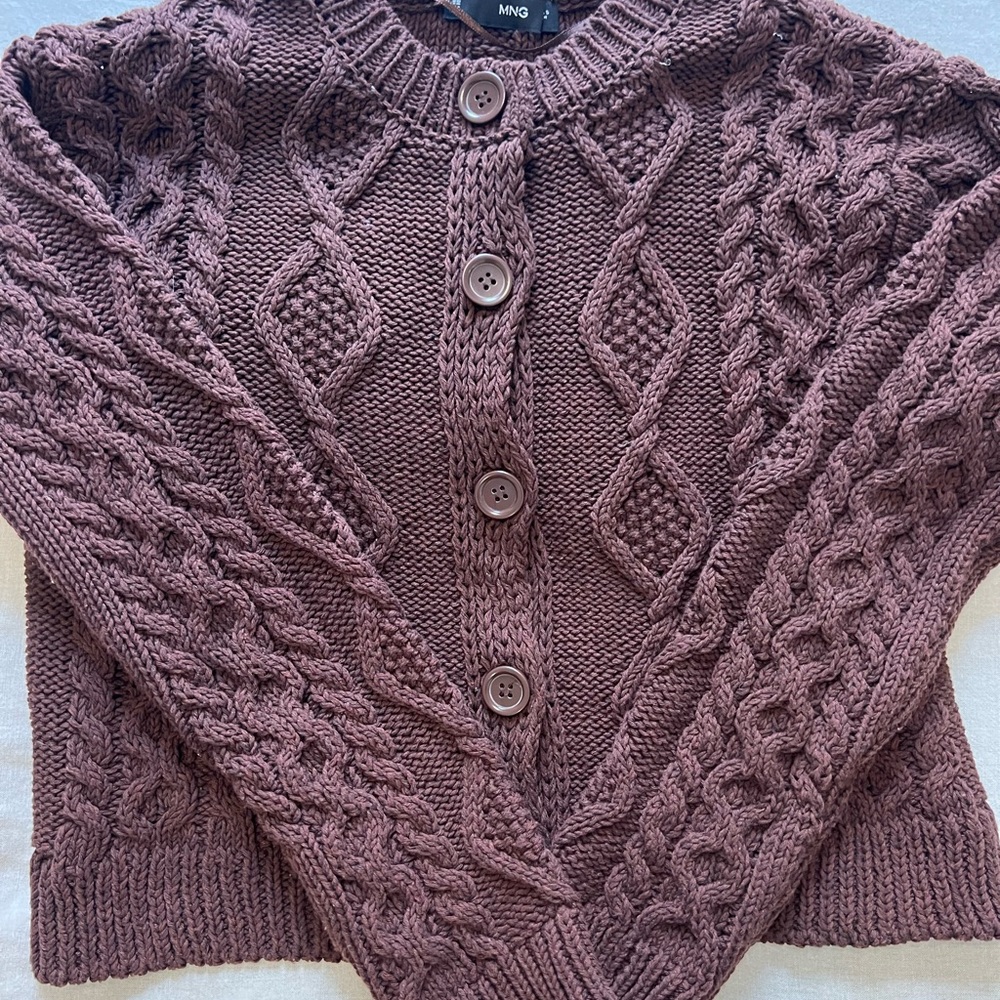 Mango Women's Cable Knit Sweater - Brown